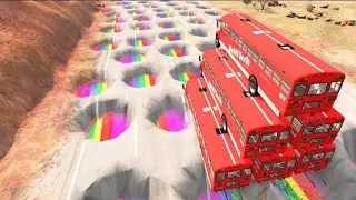 Cars vs Giant Rainbow Pit #1125 - BeamNG.Drive #trending #subscribe #1000subscriber #video #reels