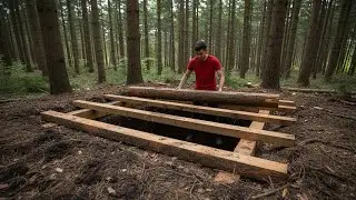 Building a house in the forest (ASMR) - This man built a mini house inside a tree trunk by #hulk 