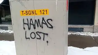 2. ''𝘏𝘢𝘮𝘢𝘴 𝘓𝘰𝘴𝘵!'' Spray Painted on an Electrical Box on Alexander Street in Rochester, New York, Fe