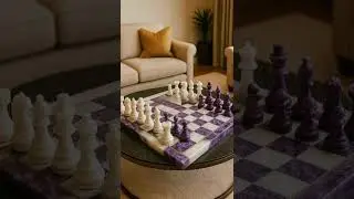 Amethyst & White Agate Chess Set &ndash; Handmade Stone Board with Pieces &ndash; Gift Him