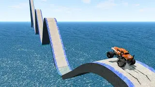 Impossible Growing Wave Bridge Crossing Cars Vs Deep Water - BeamNG.Drive