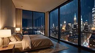 Rainy Night in a NYC High Rise Luxury | Sleep Ambience