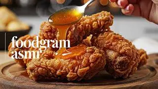 Crispy Fried Chicken with Honey Drizzle ASMR | Satisfying Food Sounds 🍗🍯