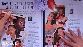 ASMR Magazine Beauty Look Through 💄 Makeup, Whispers, Tracing, Page Flicking & Reading