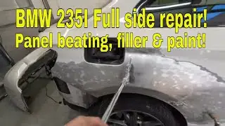 Awesome BMW 235I full side accident damage repair | Quarter panel repair with skills!