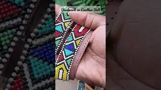 Stitching Beadwork on Leather Belt #shorts #leatherbelts leatherbelt