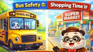 BabyBus Cartoon Game 🚍🛒 | Bus Safety & Shopping Learning Video for Kids
