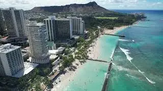 Drone (Aerial) video of the famous Waikiki in Oahu, Hawaii