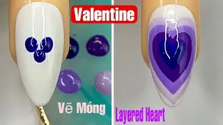 Layered Heart Nails Art For Beginner 💖Vẽ Trái Tim Nhiều Lớp 💅New Nails Design 💝 New Nails