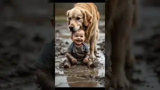 Golden Retriever Hero Saves Baby Stuck in Mud 🐶👶 | Emotional Rescue Story #rescuebaby #shorts #baby