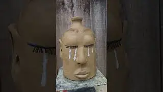 Crying Eyes Face Jug Folk Pottery in Progress by Heather Elyse Head | Mud and Rust #artpottery