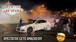 CRAZY SIDESHOW IN SIN CITY!!! CRASHES AND SPECTATOR GETS HIT!!!