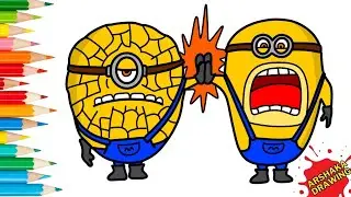 Drawing Mega Minions Dave and Jerry from Despicable Me 4 Easy | Pixar Movie