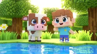 Minecraft Baby Cow Jumped in the Water 🌊 | Kids Songs & Nursery Rhymes