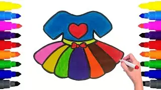 How to drawing a Dress for kids 👗❤️🧡| Easy Drawing and coloring for kids#dress #drawing