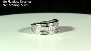 Jewelure Sterling Silver All Baguette CZ Cubic Zirconia Fashion Ring