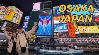OSAKA Japan Street Food Tour! Takoyaki, Yakitori Skewers & Desserts | Dotonbori Nightlife & Airbnb