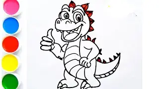 Learn to draw a Laughing Dinosaur in step by step #drawing #drawing4kids #easydrawing #howtodraw#art