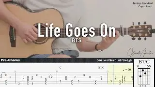 Life Goes On - BTS | Fingerstyle Guitar | TAB + Chords + Lyrics