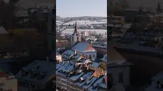 🏰 ENCHANTING Swiss Walled City | Drone Over Winter Murten #switzerland #aerial #drone #dji