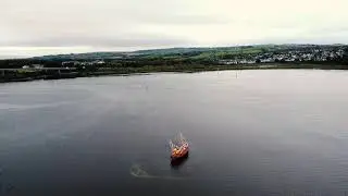Ghost Ship. Mystery ship stranded in the Foyle, Derry.