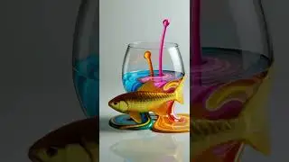 Mesmerizing Golden Fish & Flowing Colors 😀| Ultra-Realistic Glass Loop Animation🐟