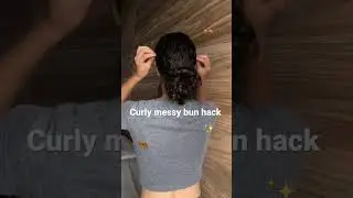 Curly messy bun hack #hairstyle #curlyhairstyles