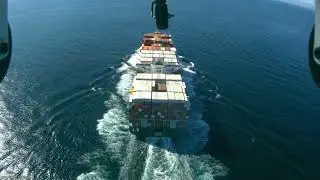 Cinematic view of a ship at 17 km range using Maxwell mini UAV
