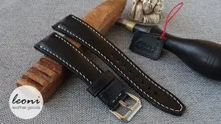 Handmade Black leather watch strap