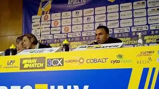 Δημοσιογραφικη Thomas Doll & Σωφρόνη Αυγουστή μετά αγώνα Πρωταθλήματος ΑΠΟΕΛ-ΑΠΟΛΛΩΝ 5-1_03.12.2018
