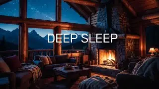 9 HOURS 🔥 Mountain Cabin Fireplace at Night | Deep Sleep, Relax & Stress Relief
