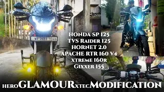Ultimate Hero Glamour Modification | Honda SP 125 Apache RTR 160 Modification Video Visor Fog Light