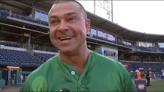 Yankees legend Nick Swisher speaks at Homerun Derby X at Dunkin' Park