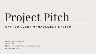 Event Management System | SIT725 - 4.2P | Project Pitch