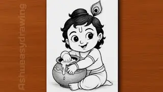 Shree Krishna Drawing🙏🏻// How to draw  krishna // kanha ji ki drawing  #art #shreekrishna #krishna