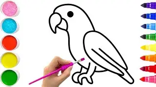 Draw Parrot Coloring Painting | Easy Parrot Drawing & Coloring for Kids 🦜