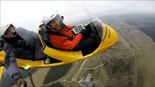 Gyrocopter flying in early Swedish spring