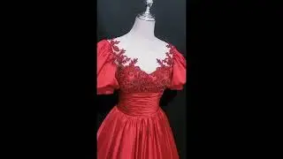 Elegant Red Beading Lace Flower Prom Dresses