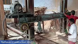 CENTERING WORK USED SAWMILL COCONUT TREE WOOD CUTTING WORK | STAR TO END WORK