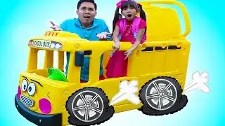 Wheels on the Bus | Emma Pretend Play Ride on Kids Bus Toy to Nursery Rhymes Song