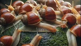 Relaxing Nature: Snail Crawling on Rocks (4K Macro)