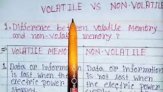 Volatile vs non volatile memory|difference between volatile and non volatile memory|volatile memory.