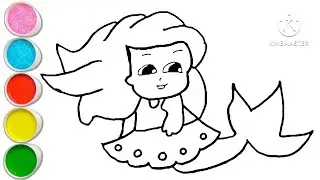 Cute Mermaid Drawing, Painting and Coloring For Kids and Toddlers_ Easy Art 
