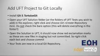 Using Microfocus UFT with Git & GitHub Webinar Part 1