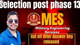 ssc selection post phase 13th MES cutoff  After answer key released #ssc #phase13