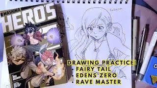 Filling a Sketchbook Page with Fairy Tail Girls (Hiro Mashima Manga Study)