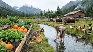 Bountiful Fruit & Vegetable Harvest in the Fields, Harvesting chicken eggs and catching salmon.