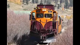 DURANGO & SILVERTON Narrow gauge locomotive backs excursion train into the wye at Silverton CO
