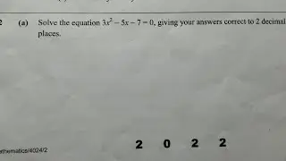 2022 paper 2, quadratic equation exam question (ECZ)
