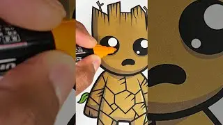 Как нарисовать &laquo;Я &mdash; Грут&raquo; | 😍 Легко #шорты #marvel #disney #рисунок